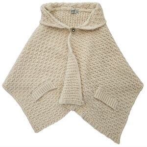 Blarney Woolen Mills Cream Thick Knit Cape Poncho Top Wool Blend One Size